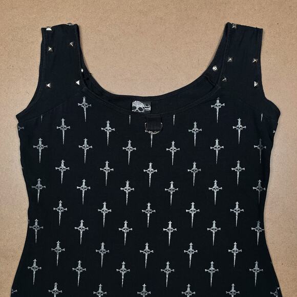 Rare Lip Service Silver Dagger 25 Years Dress Size XL Vintage Goth Gothic Y2K - Picture 4 of 16